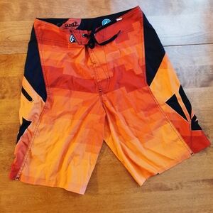 Volcom Men's Orange and Black Board Shorts